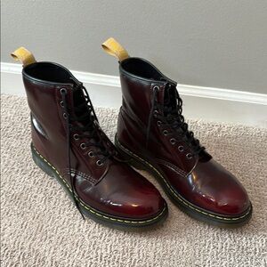 Dr. Martens Cherry Red lightweight Boots, vinyl